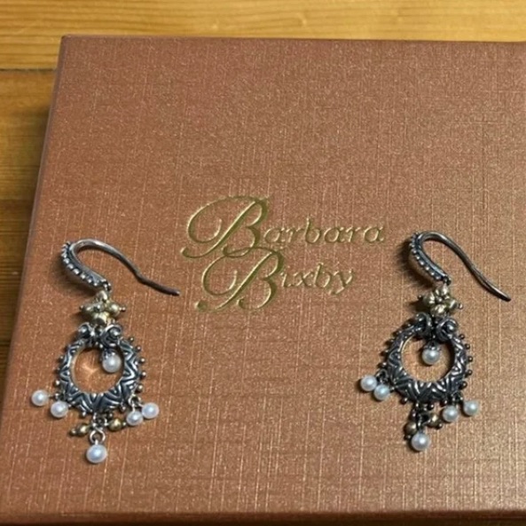 Barbara Bixby Earrings Sterling And 14k Gold Pearl Dangle Earring WBox 229$